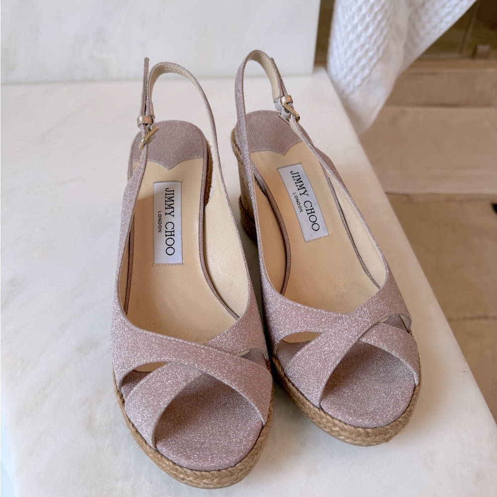 Jimmy Choo rose gold wedge